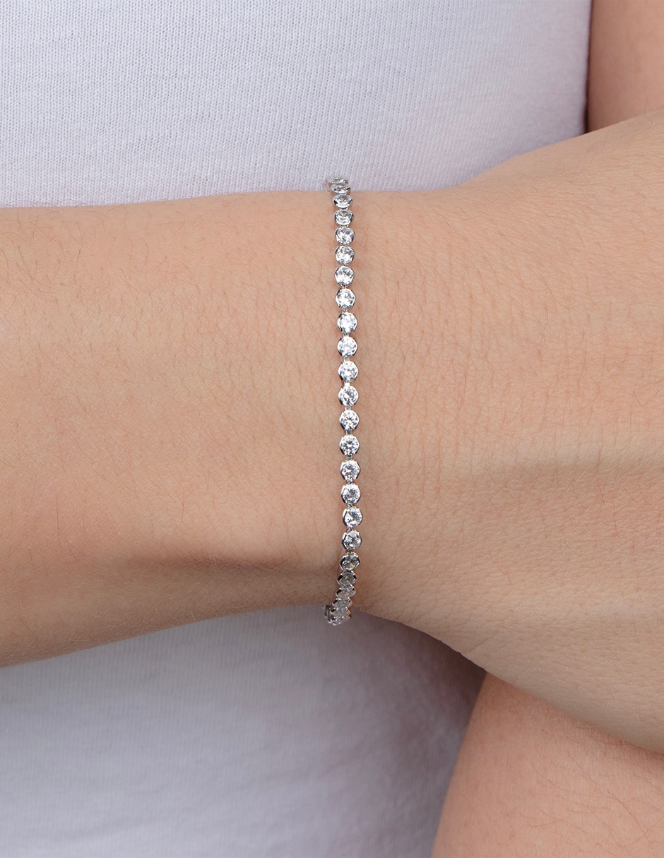 Pulsera de plata P925 con acabado baño rodio 3