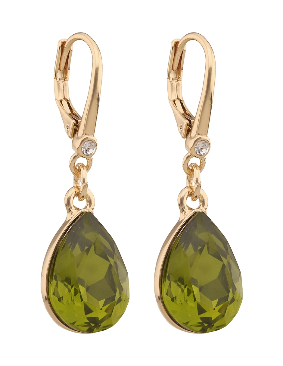 Aretes largos de gota Adria con acabado brillante cristal 2
