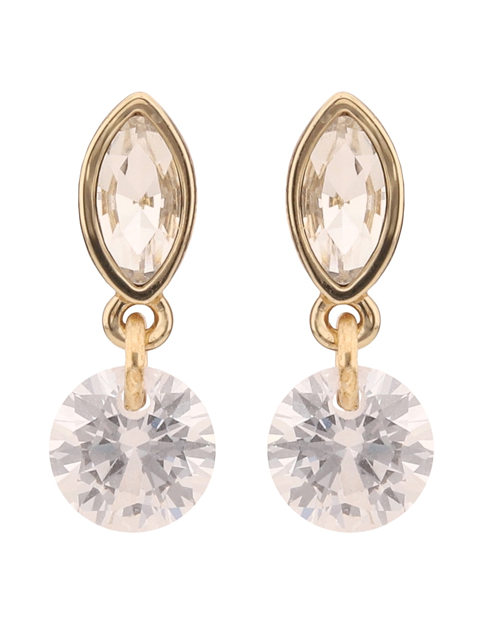 Aretes largos Nala con acabado pavé cristal