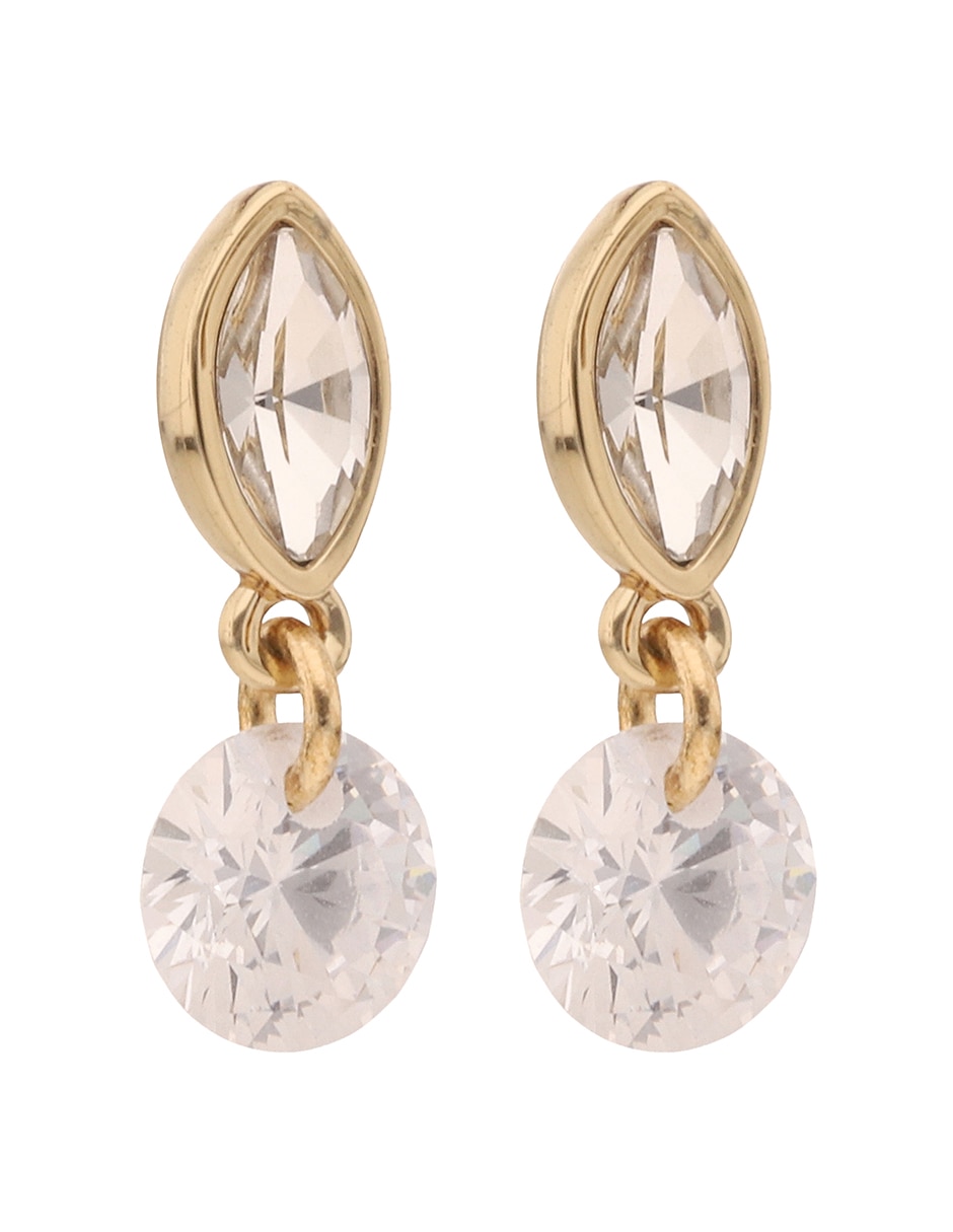 Aretes largos Nala con acabado pavé cristal 2