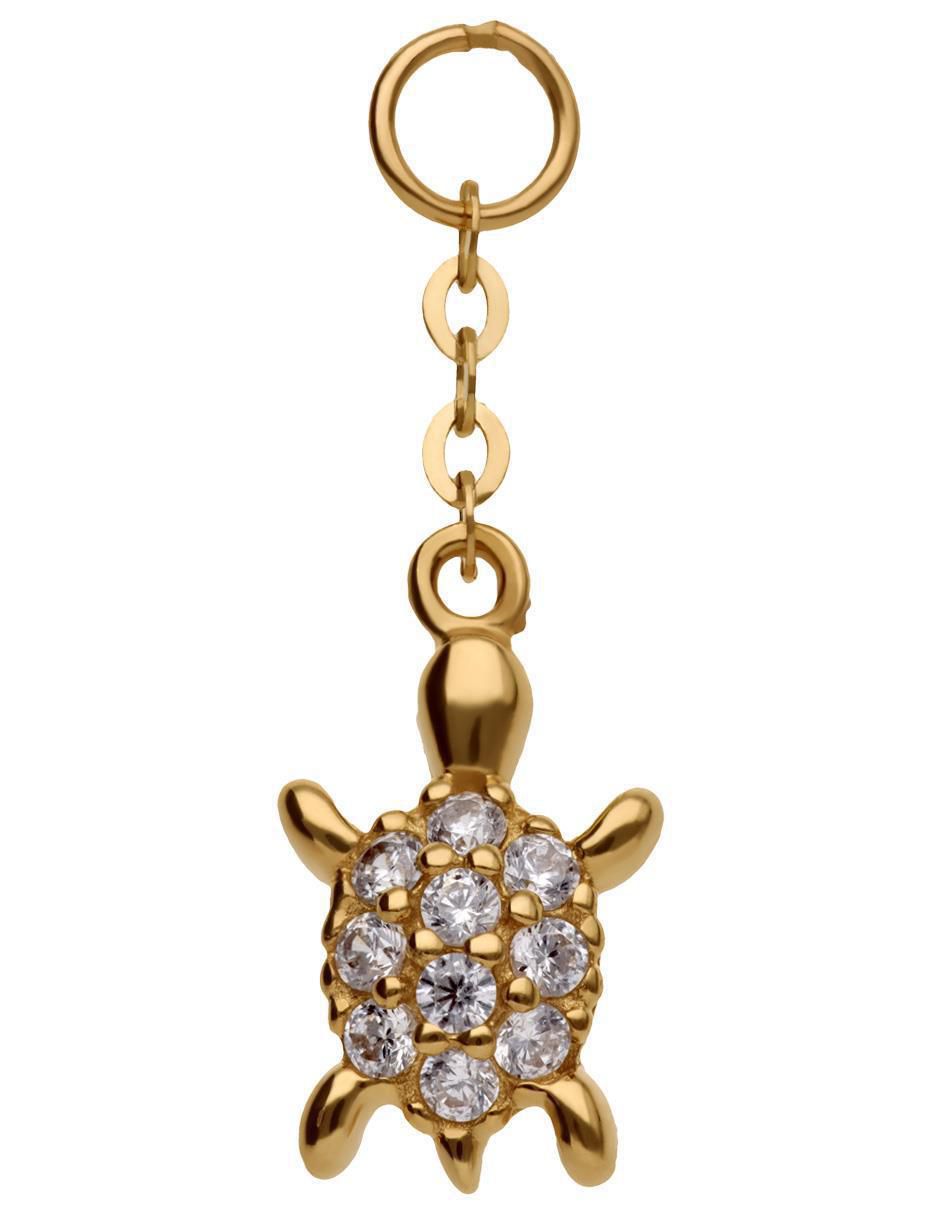 Charm de tortuga de oro 14 K zirconia