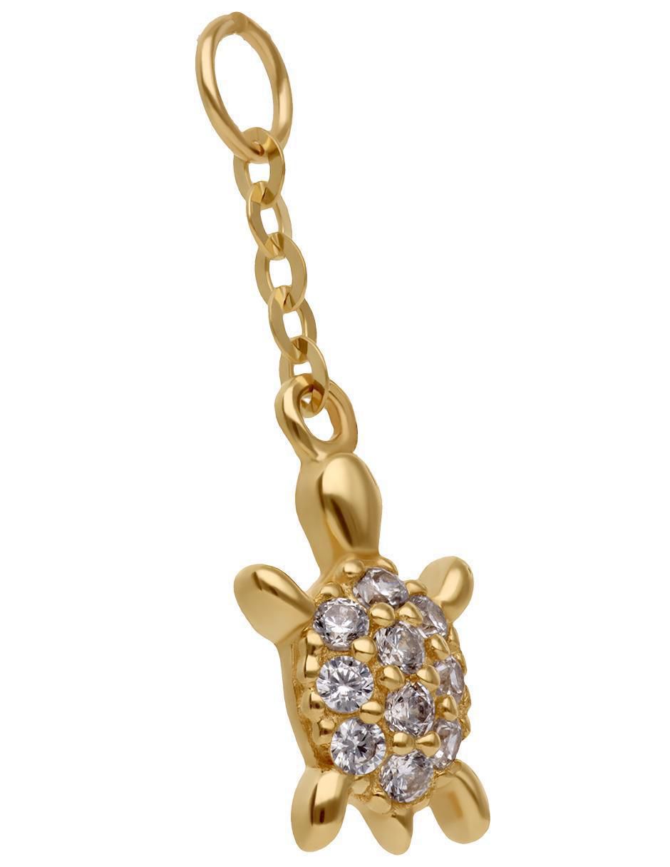 Charm de tortuga de oro 14 K zirconia 2