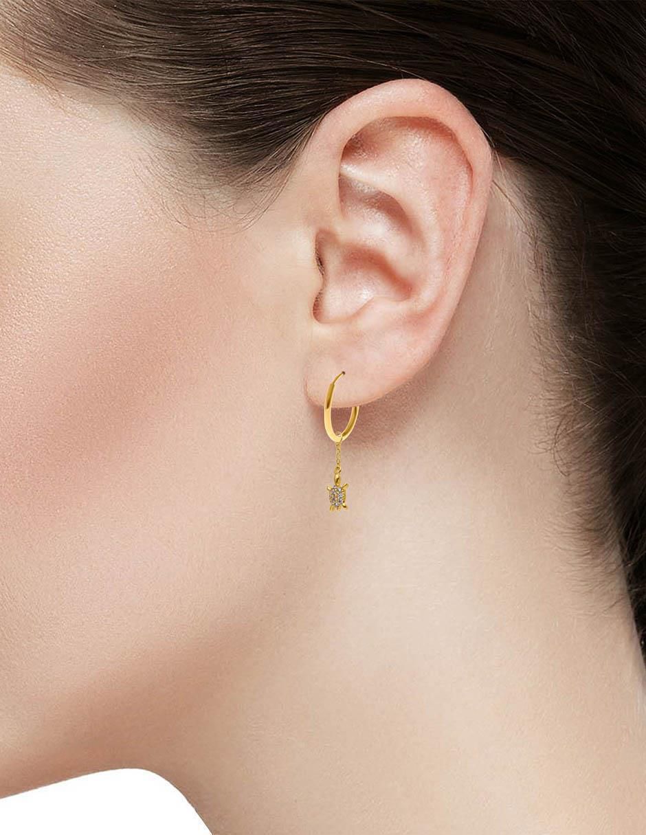 Charm de tortuga de oro 14 K zirconia 3