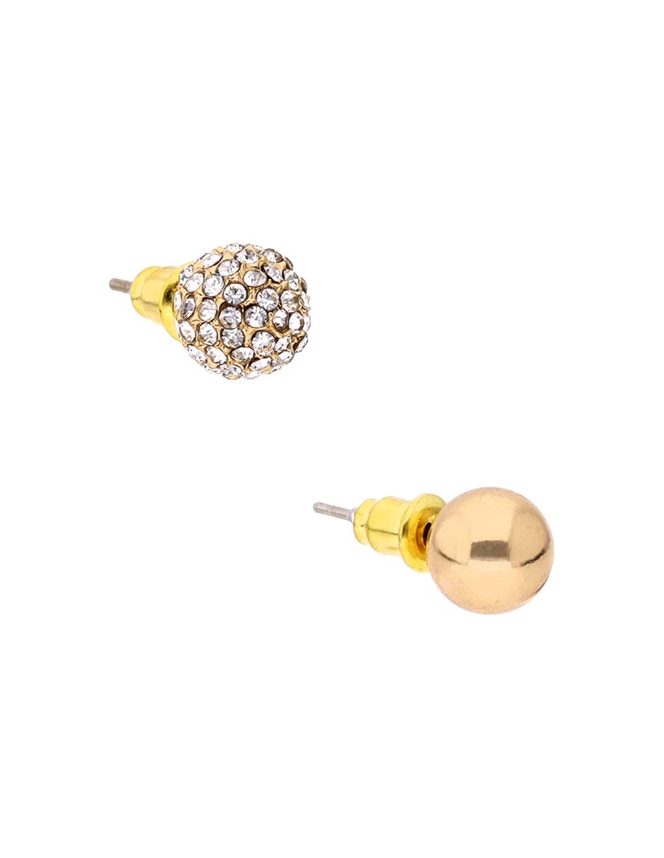Set de aretes circulares con acabado brillante zirconia 2