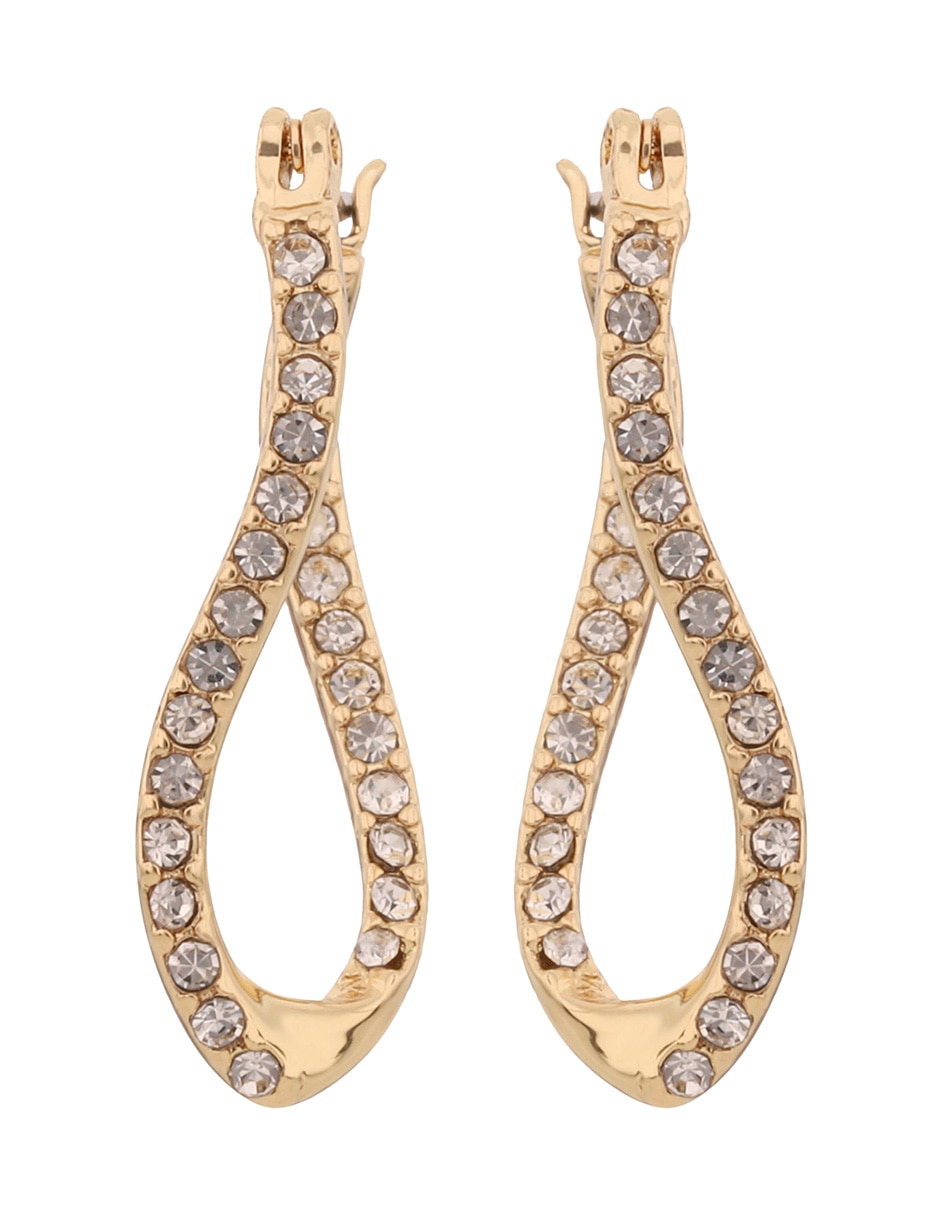 Aretes largos Feminine Twist con acabado pavé zirconia