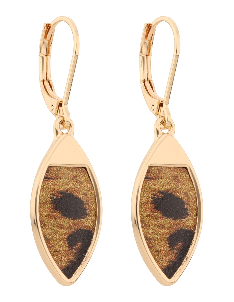 Aretes largos Leather Animal con acabado brillante 2