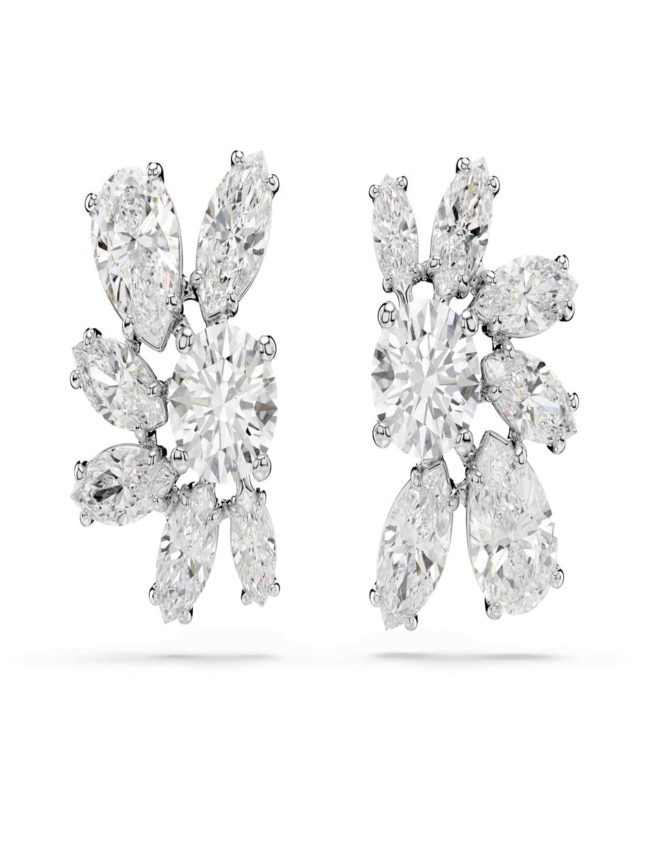 Aretes cortos de flor Mesmera con acabado pavé cristal Aretes cortos de flor Mesmera con acabado pavé cristal