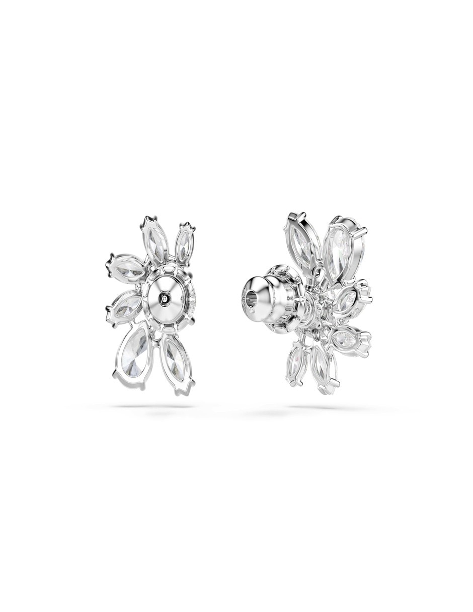 Aretes cortos de flor Mesmera con acabado pavé cristal 2