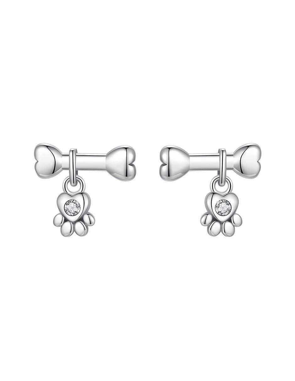 Broqueles de huella Ame Friends de plata P 925 con acabado baño rodio zirconia 1