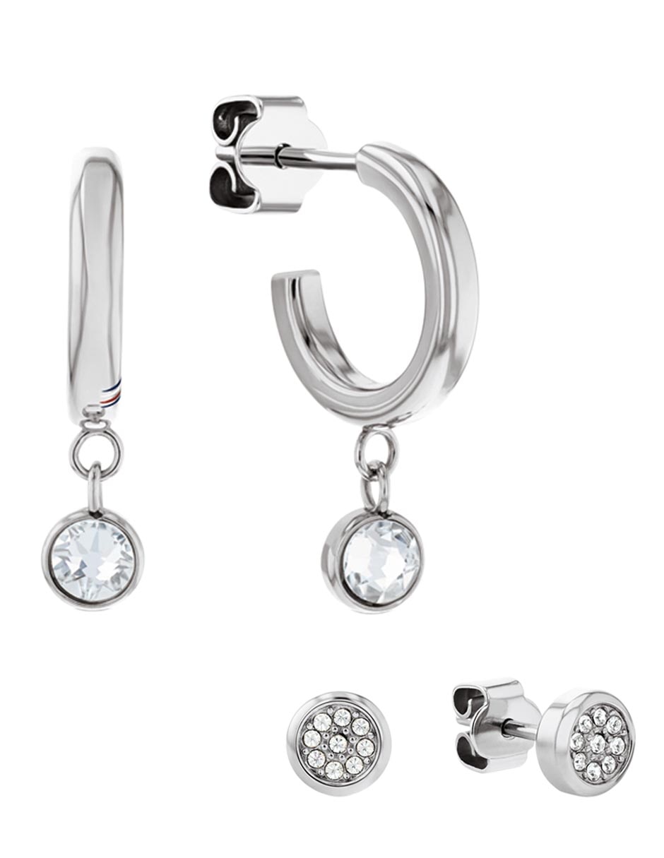Set de aretes con acabado brillante cristal