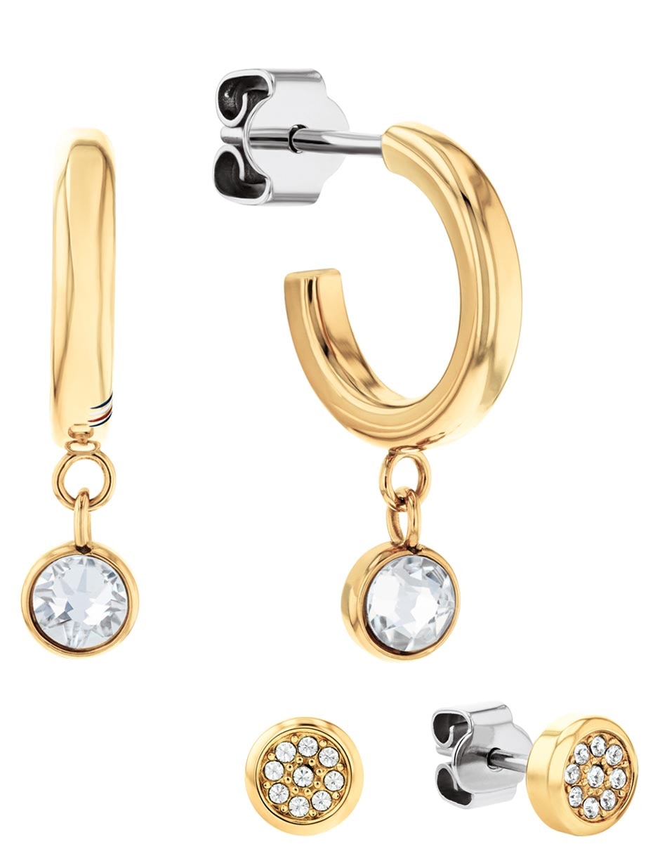 Set de aretes con acabado brillante cristal