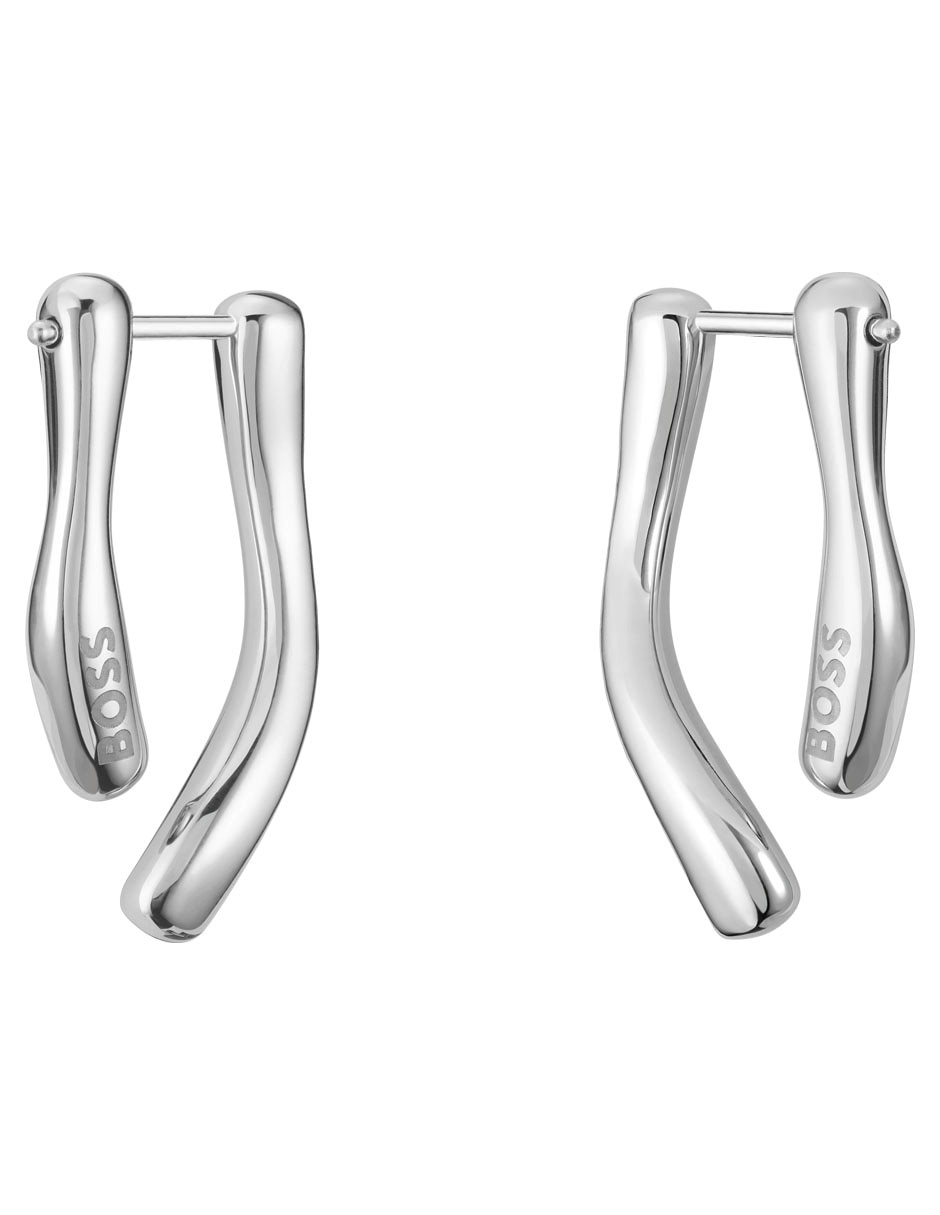 Aretes cortos Lena con acabado brillante cristal 2