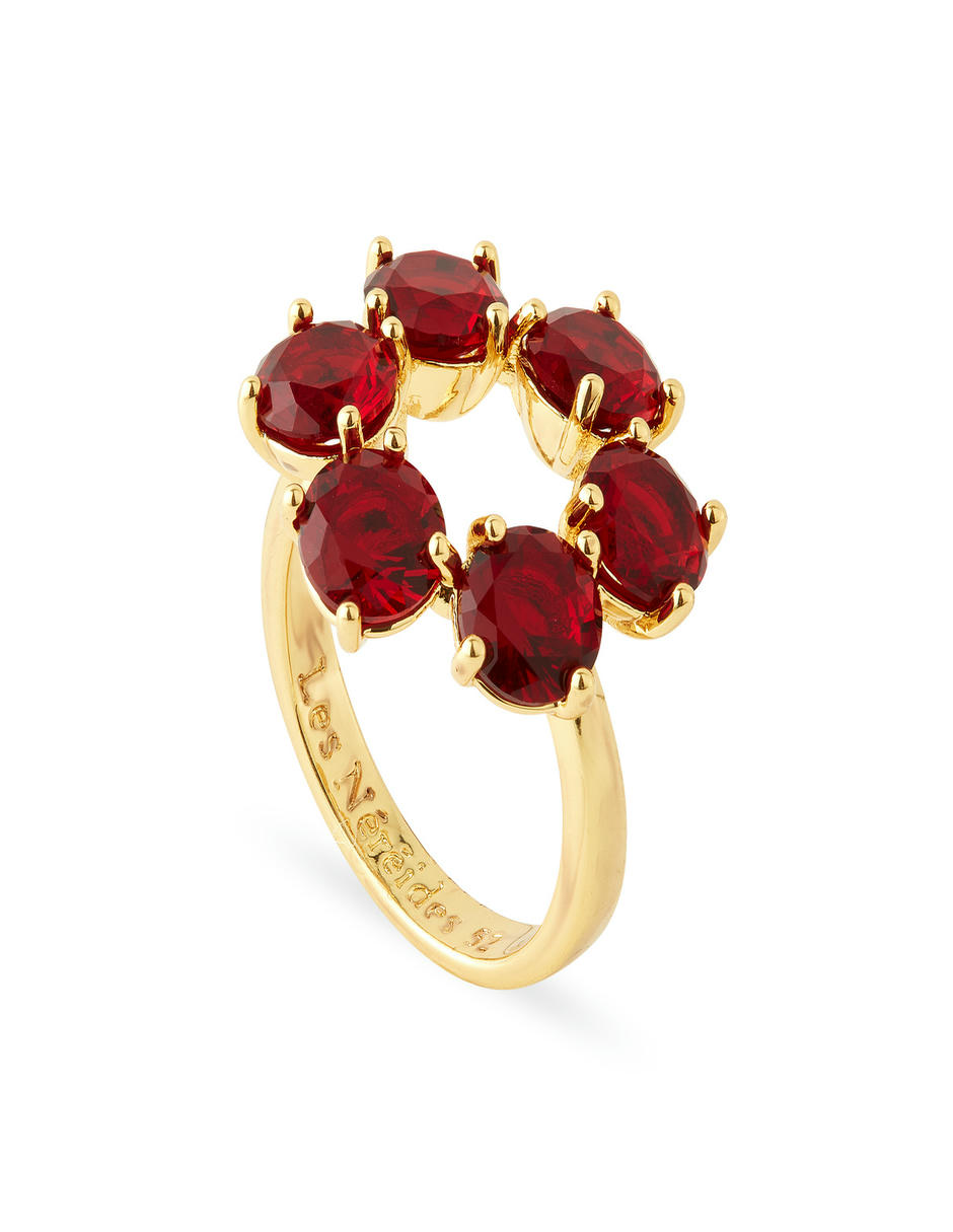 Anillo circular La Diamantine cristal con acabado baño de oro 2