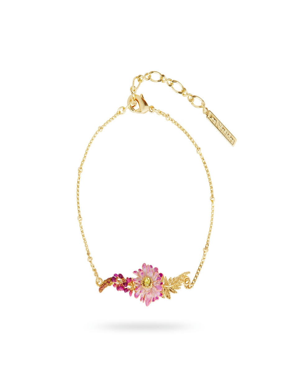 Pulsera flor cósmica con acabado baño de oro