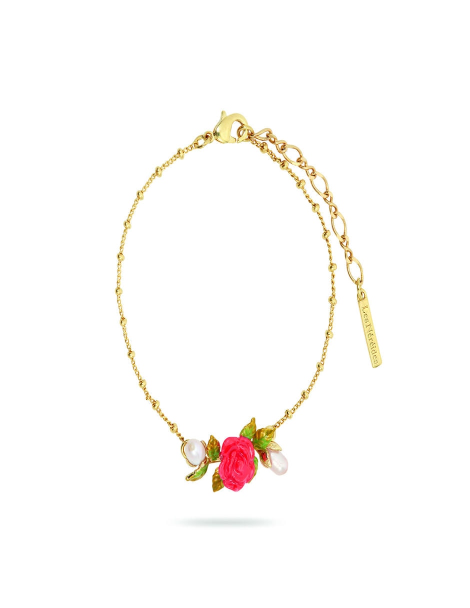 Brazalete antica rosa con acabado baño de oro