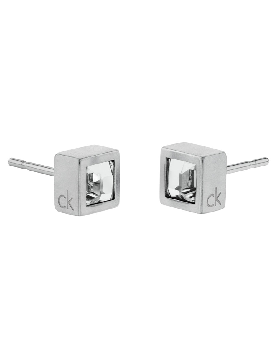 Broqueles cuadrados CK Essential Links con acabado brillante cristal 2