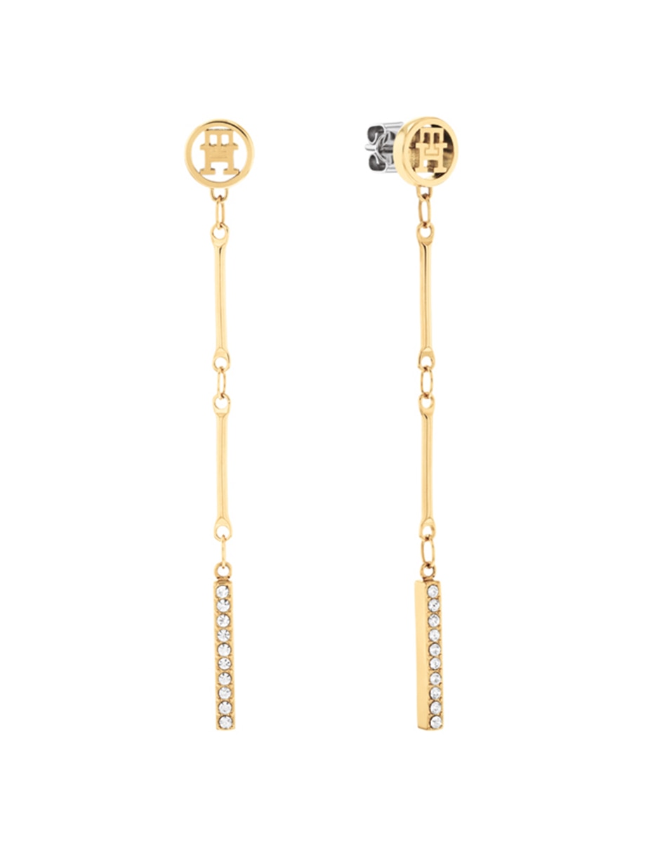 Aretes largos de barra Bar Chain con acabado brillante cristal