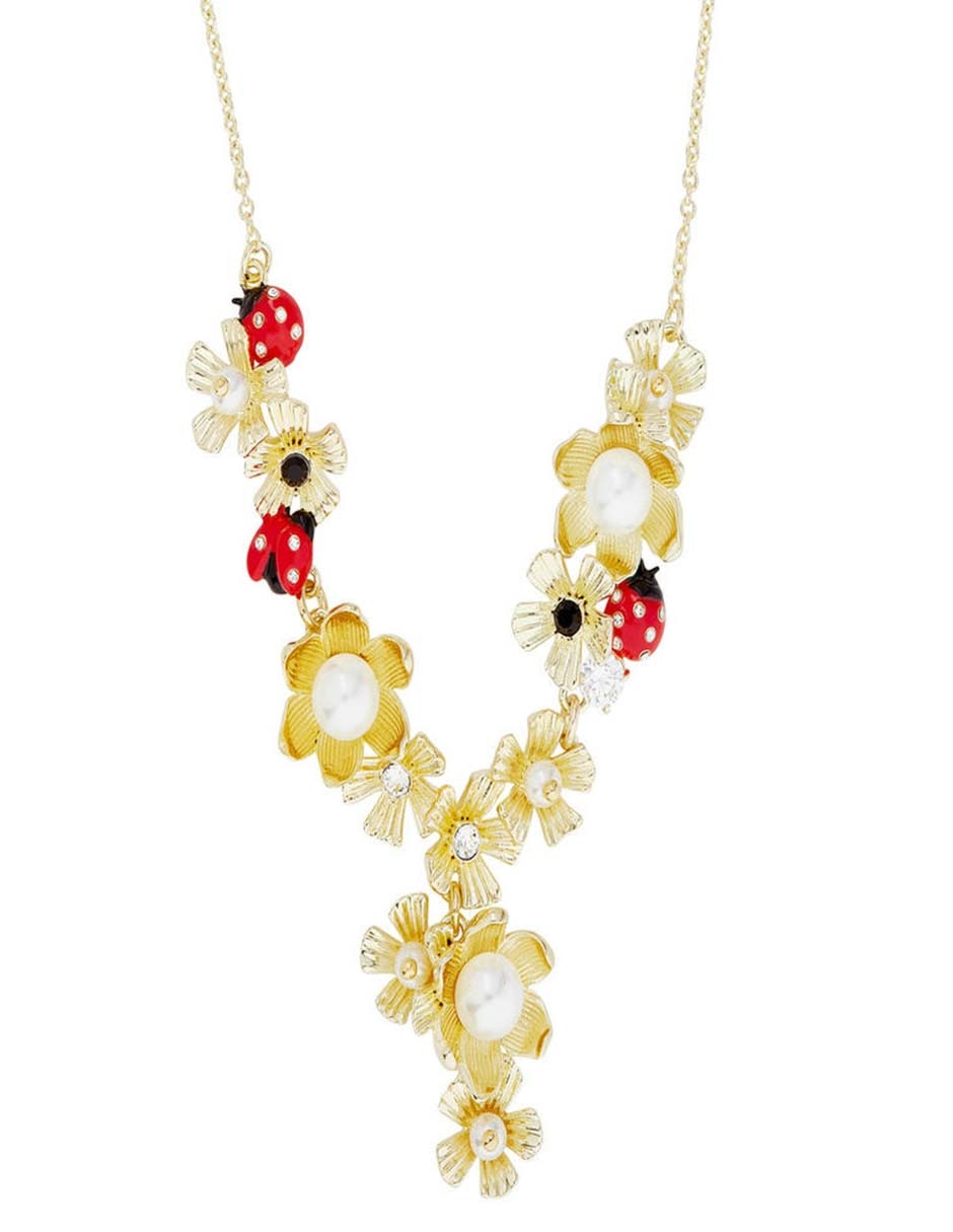 Collar de flor Lady Pearl de baño de oro