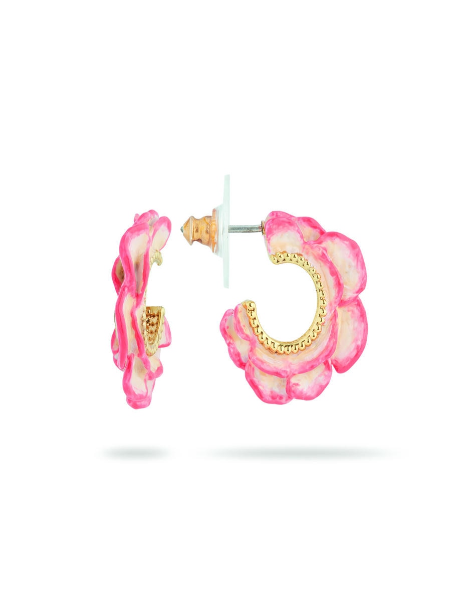 Aretes de aro de flor Reina de las Flores con acabado baño de oro 2