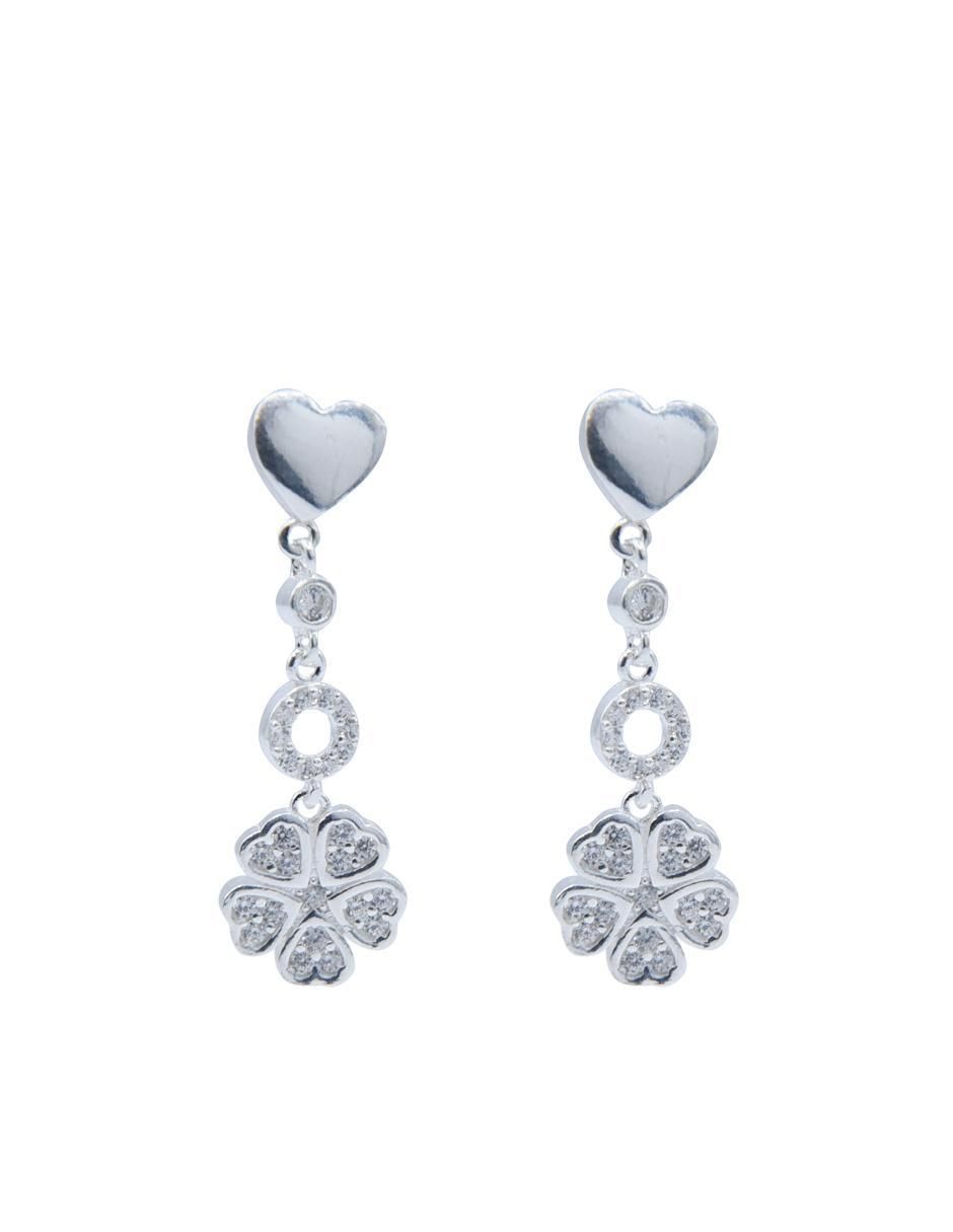 Aretes de corazón de plata P 925 con acabado pulido zirconia