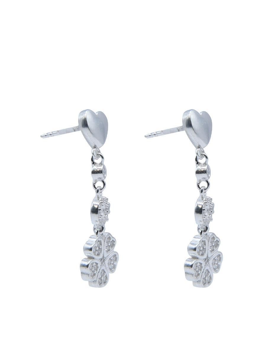 Aretes de corazón de plata P 925 con acabado pulido zirconia