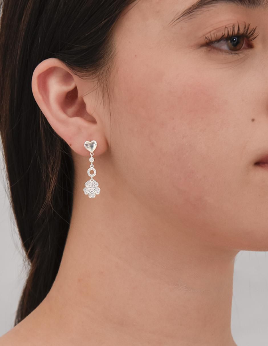 Aretes de corazón de plata P 925 con acabado pulido zirconia