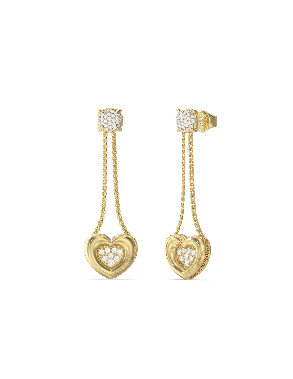Aretes largos de corazón Love con acabado Pavé Circonita