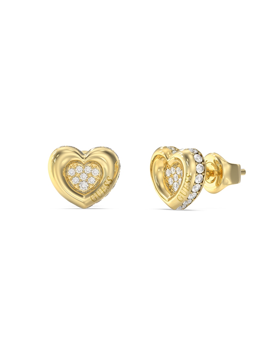 Aretes cortos de corazón Love con acabado Pavé Circonita