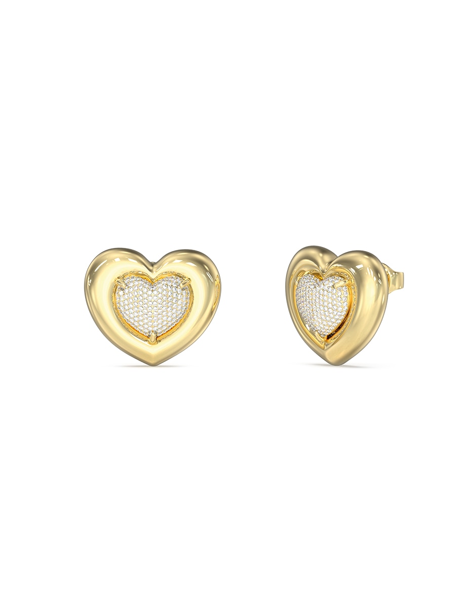 Aretes cortos de corazón Love con acabado Pavé Circonita