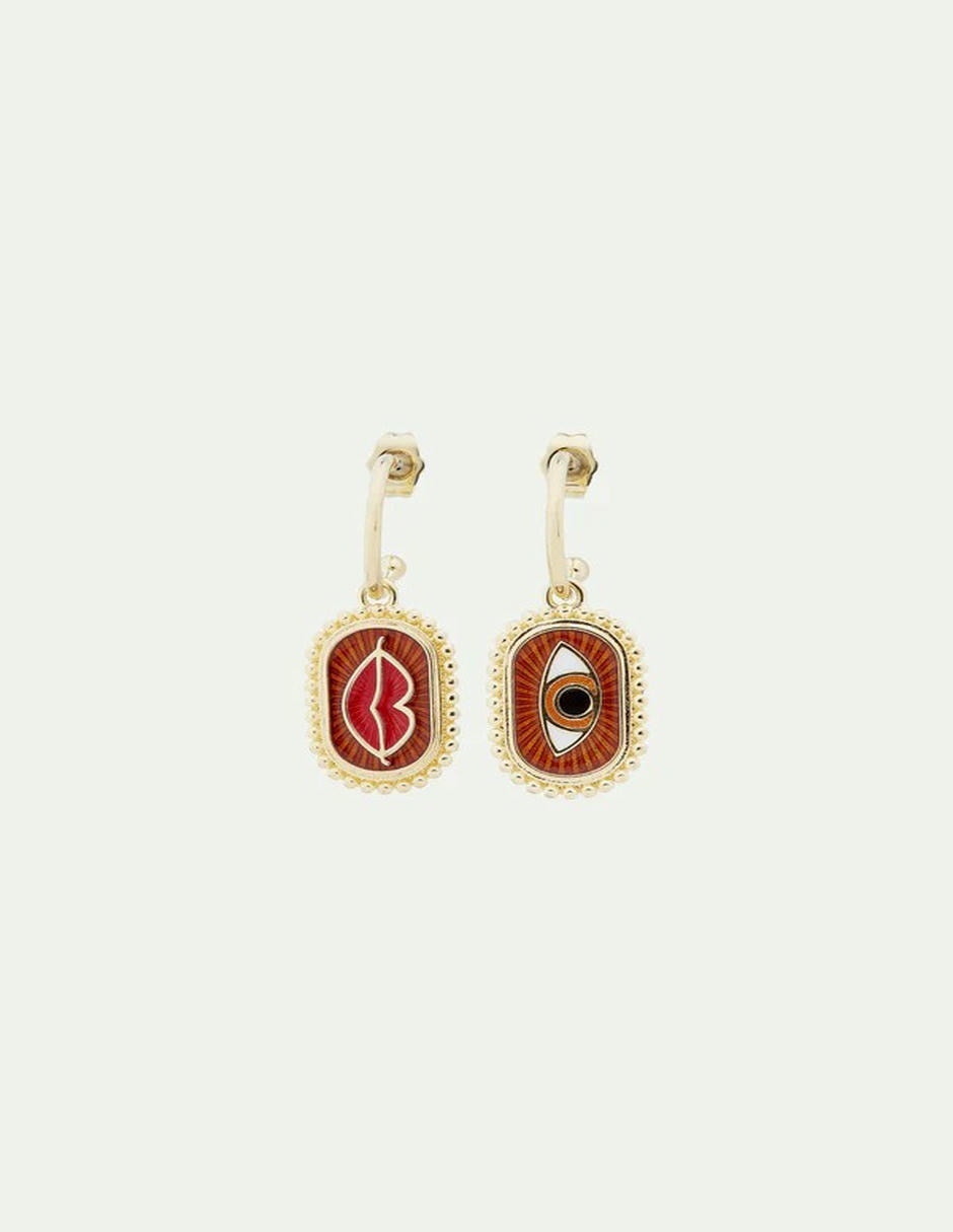 Aretes de aro de ojo Art of Divination con acabado baño de oro