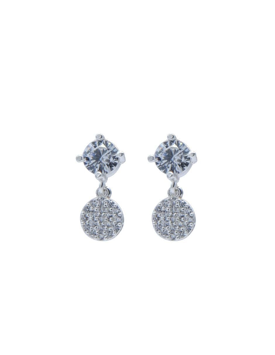 Aretes cortos circulares de plata P 925 con acabado pulido zirconia Aretes cortos circulares de plata P 925 con acabado pulido zirconia