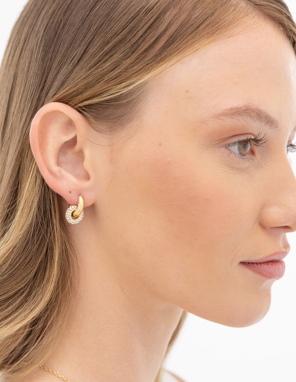 Aretes cortos Live Precious con acabado brillante cristal 4