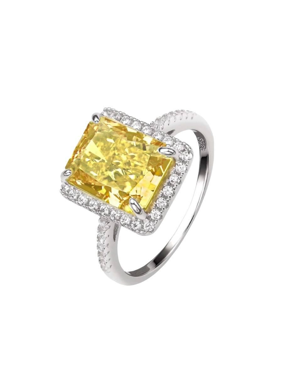 Anillo con gema rectangular Luxury P 925 de plata zirconia pulido 2