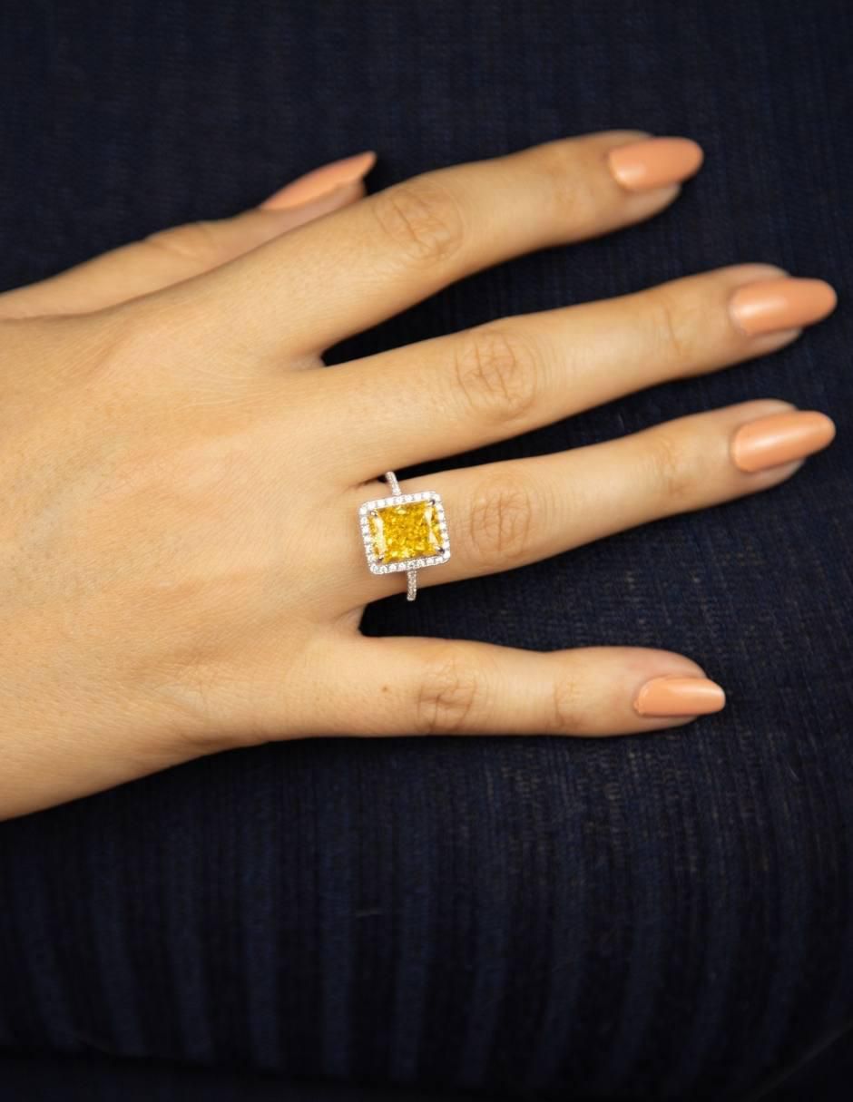 Anillo con gema rectangular Luxury P 925 de plata zirconia pulido 3