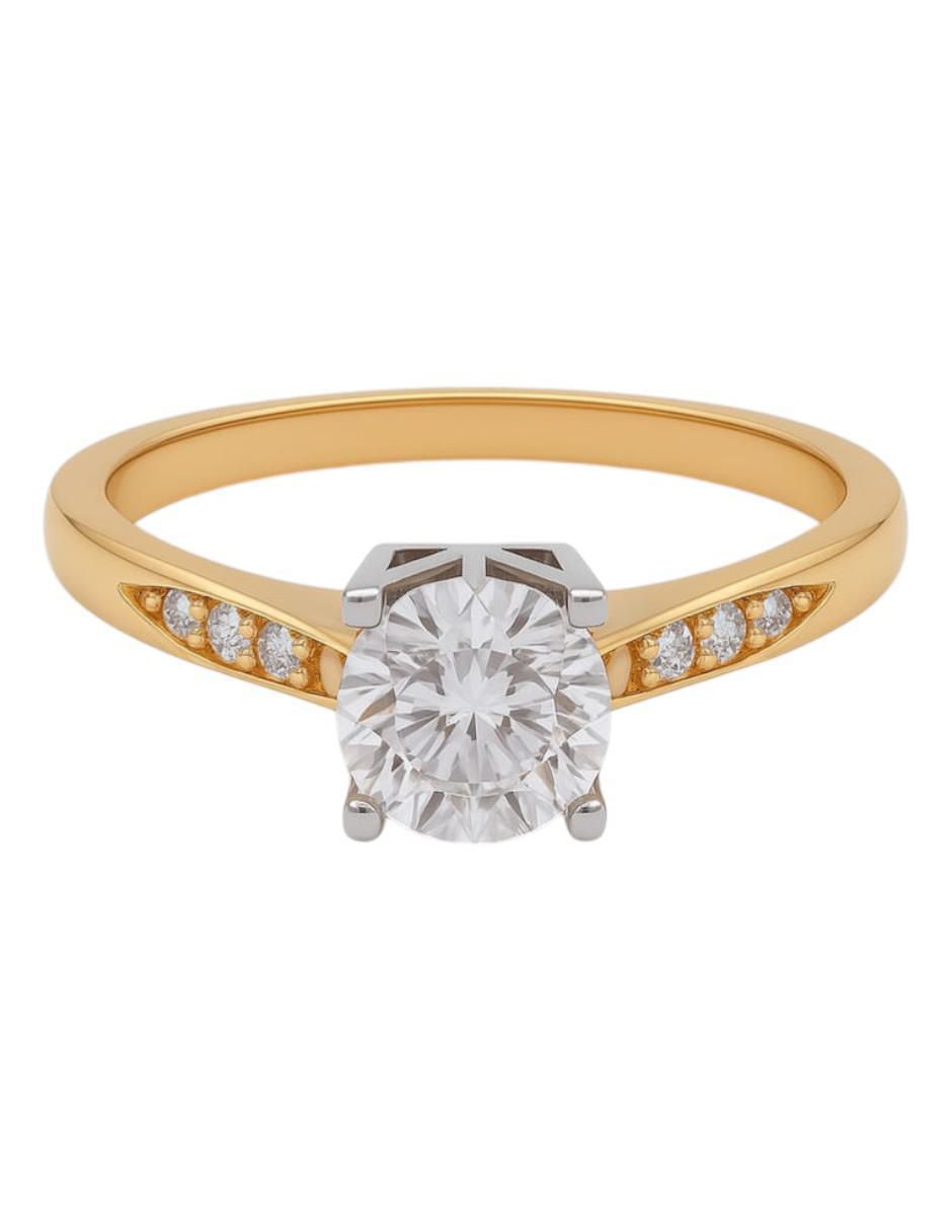 Anillo multi gemas circular 14 k de oro amarillo zirconia pulido