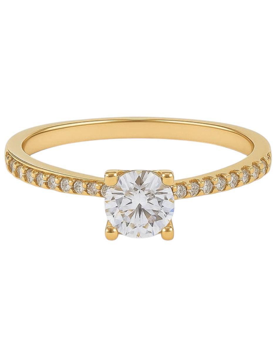 Anillo multi gemas circular 14 k de oro amarillo zirconia pulido