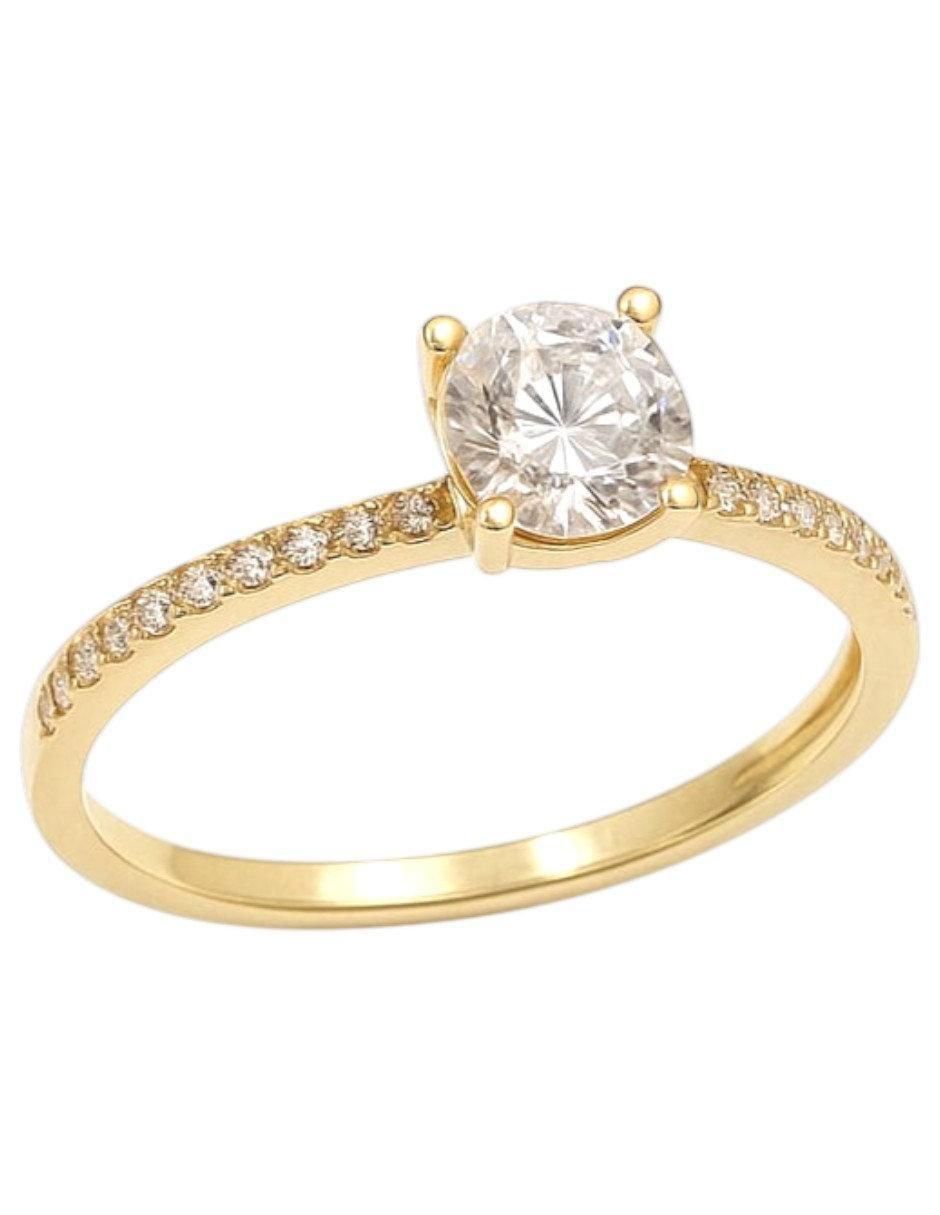 Anillo multi gemas circular 14 k de oro amarillo zirconia pulido 3