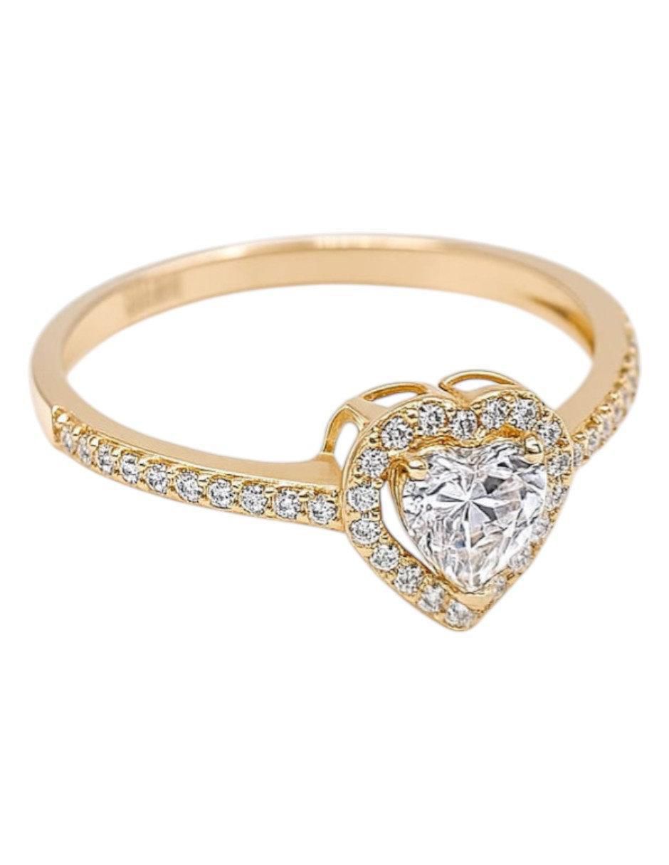 Anillo multi gemas de corazón 14 k de oro amarillo zirconia pulido 2