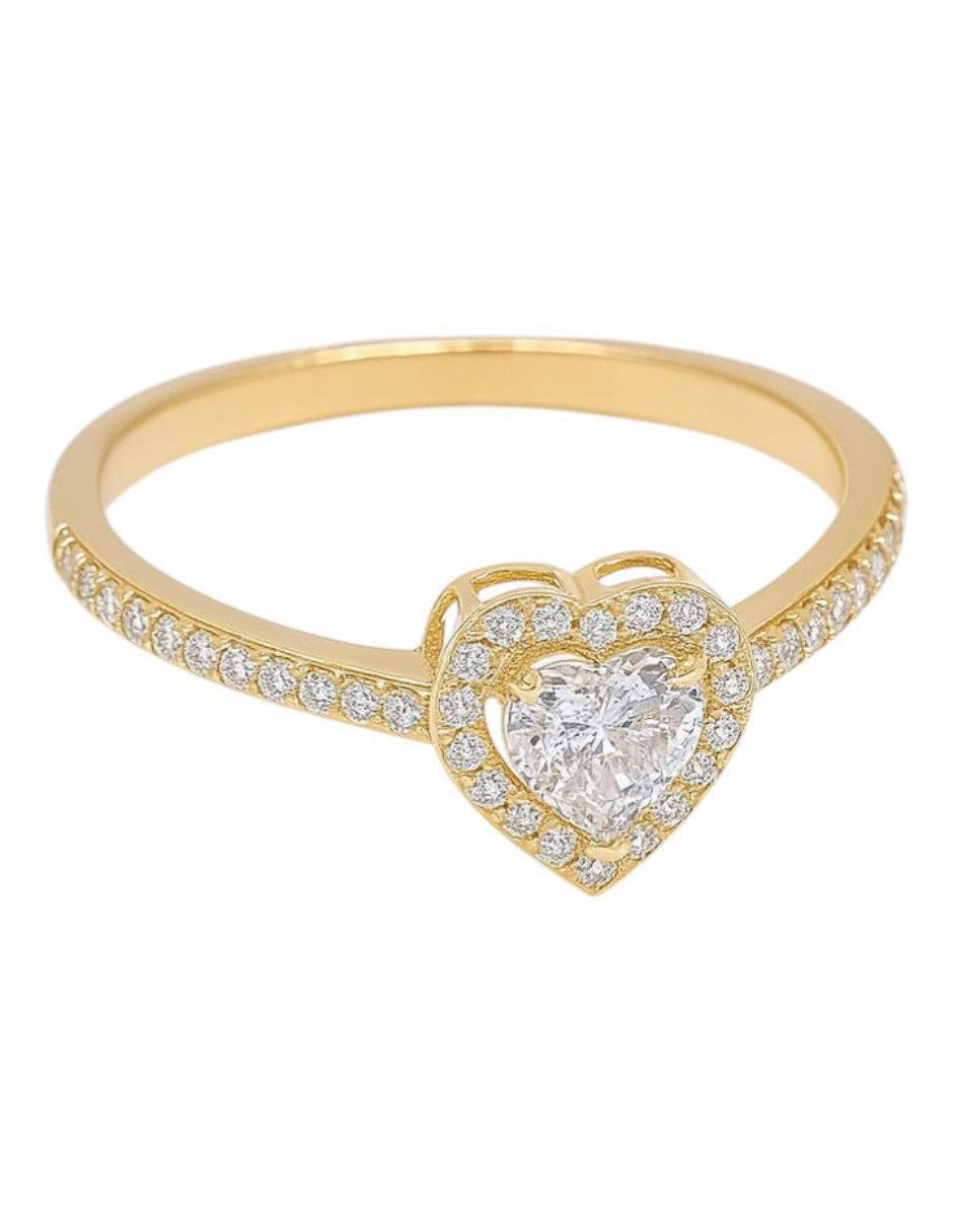 Anillo multi gemas de corazón 14 k de oro amarillo zirconia pulido 4