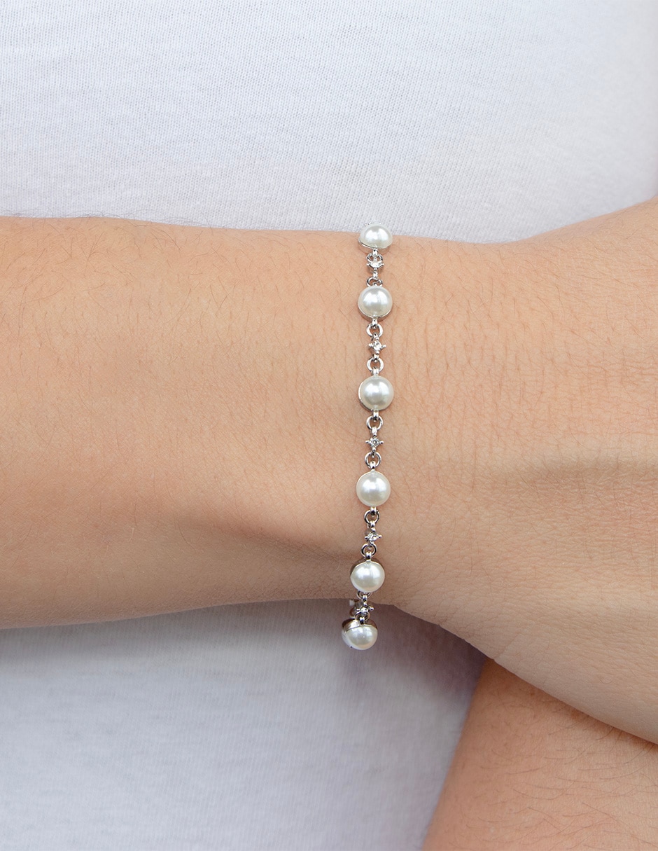 Pulsera con acabado baño rodio 3