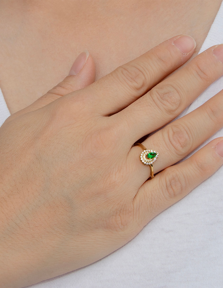 Anillo de gota P 925 de plata zirconia pavé 4