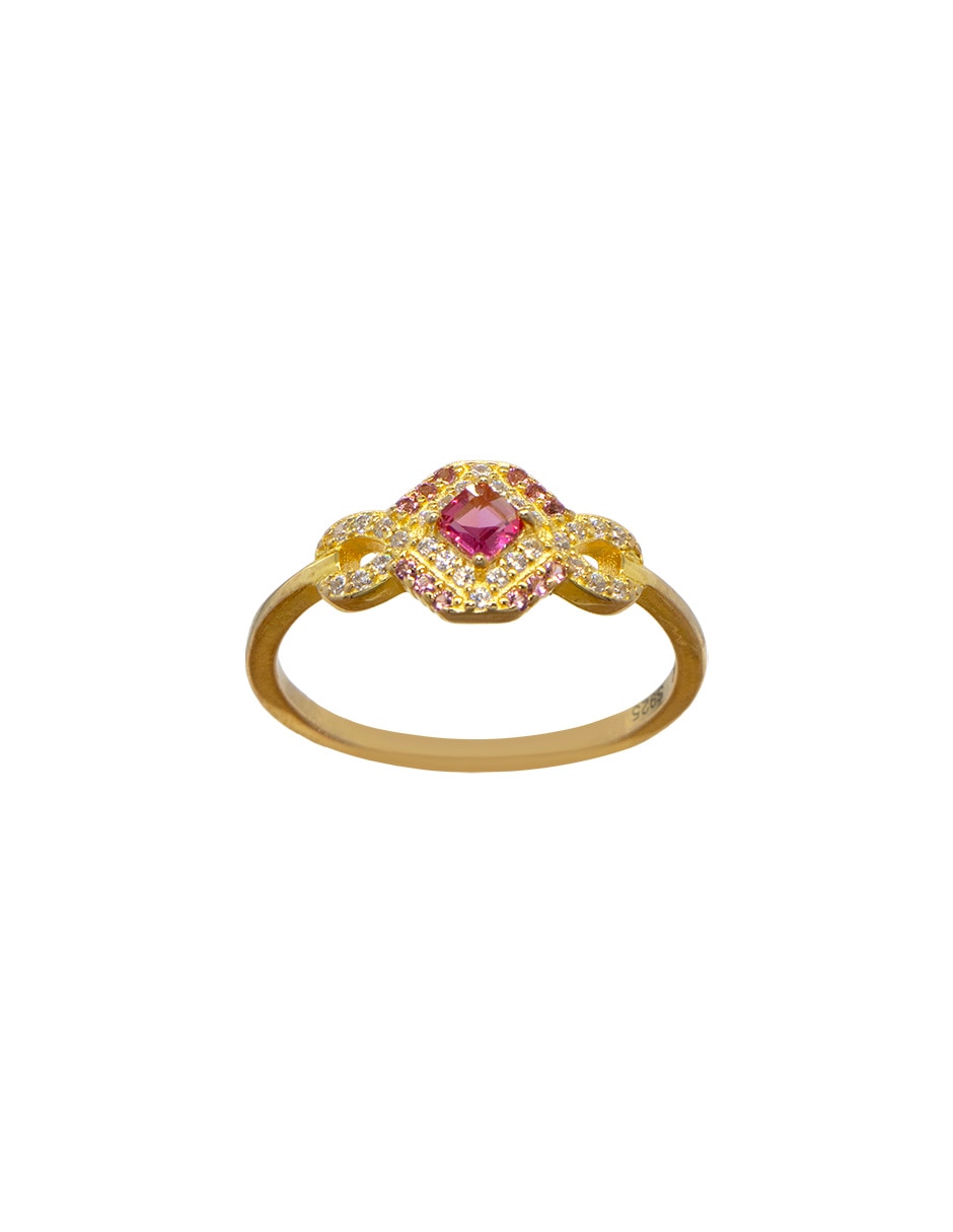 Anillo circular P 925 de plata zirconia pavé