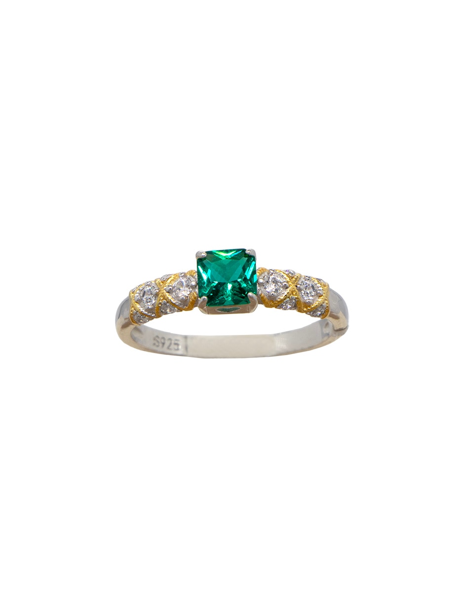 Anillo circular P 925 de plata zirconia pavé