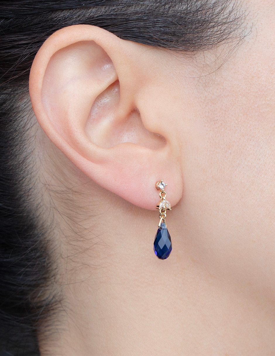 Aretes cortos de gota Briolettes con acabado pavé 4