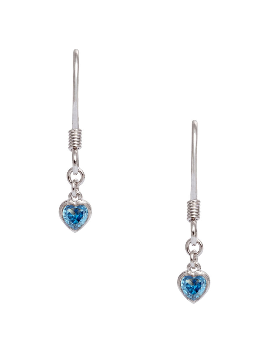 Aretes cortos de corazón Charms con acabado baño rodio zirconia cúbica