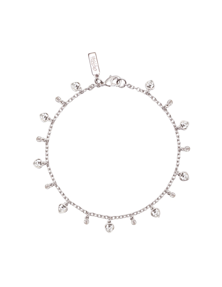 Pulsera Charms zirconia con acabado baño rodio