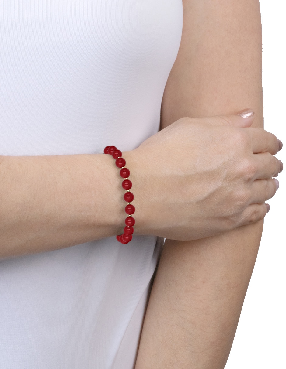 Pulsera Jade Rojo con acabado pulido 3