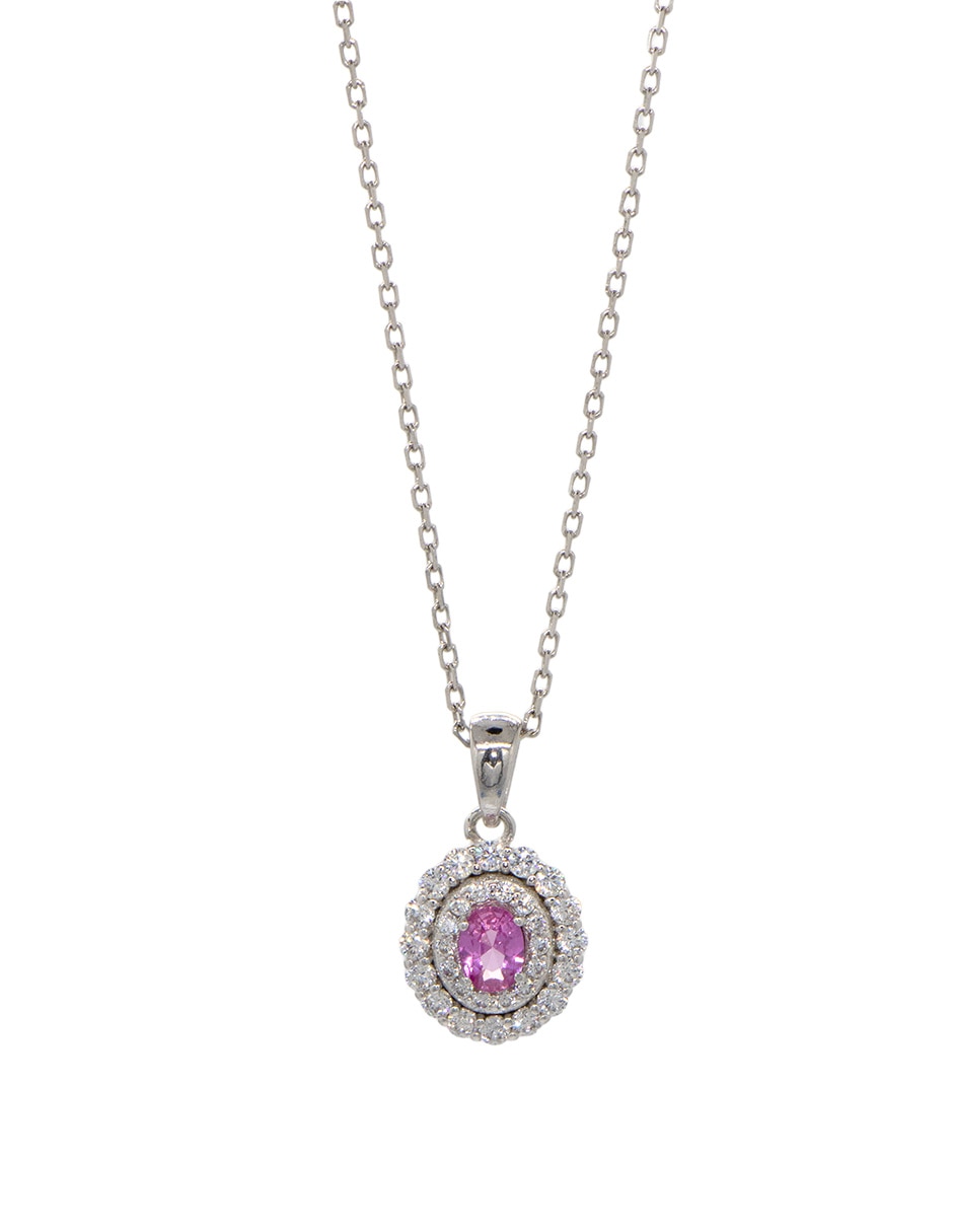 Collar con dije ovalado Pavé Oval de plata P 925