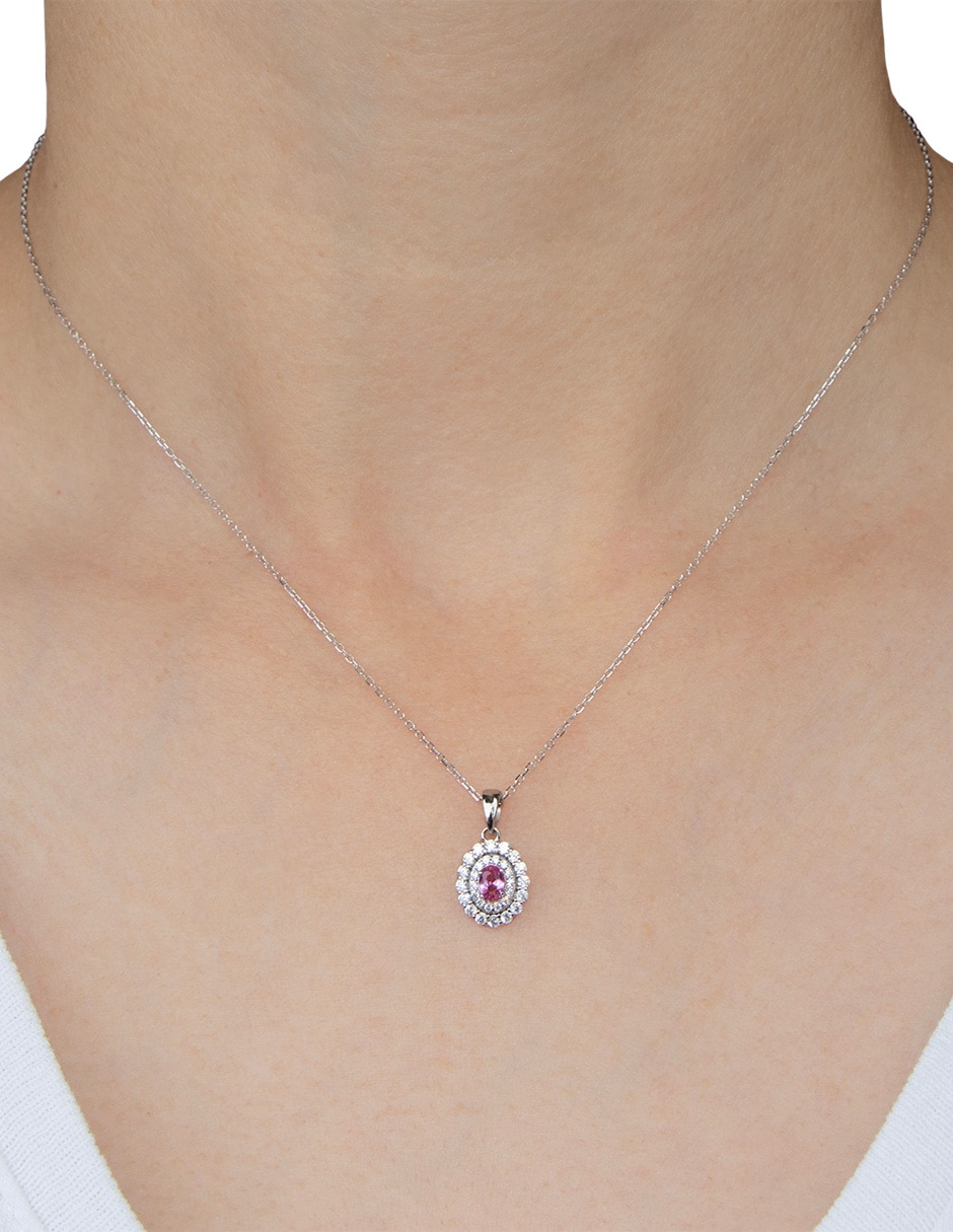 Collar con dije ovalado Pavé Oval de plata P 925 3