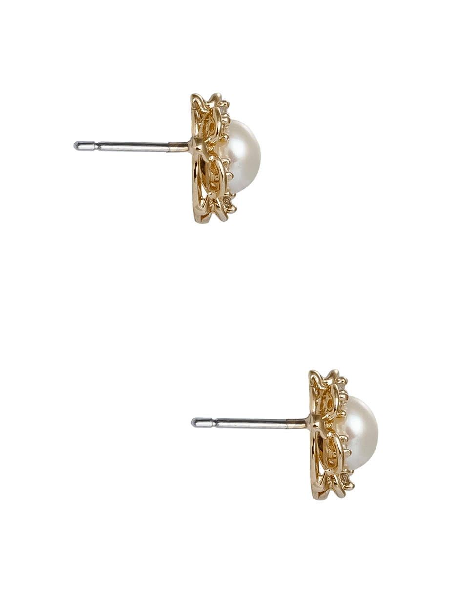 Aretes cortos de flor Filigrana de plata P925 con acabado pulido perla 3